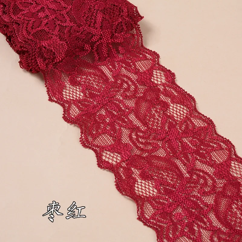 8cm Elastic Lace Fabric Black White Beige Burgundy Navy Blue Pink Red Blue Purple Green Gray Lace Trimming DIY Crafts Material for lace fabric lace sewing supplies lace sewing accessories lace garment accessories lace accessories lace decoration