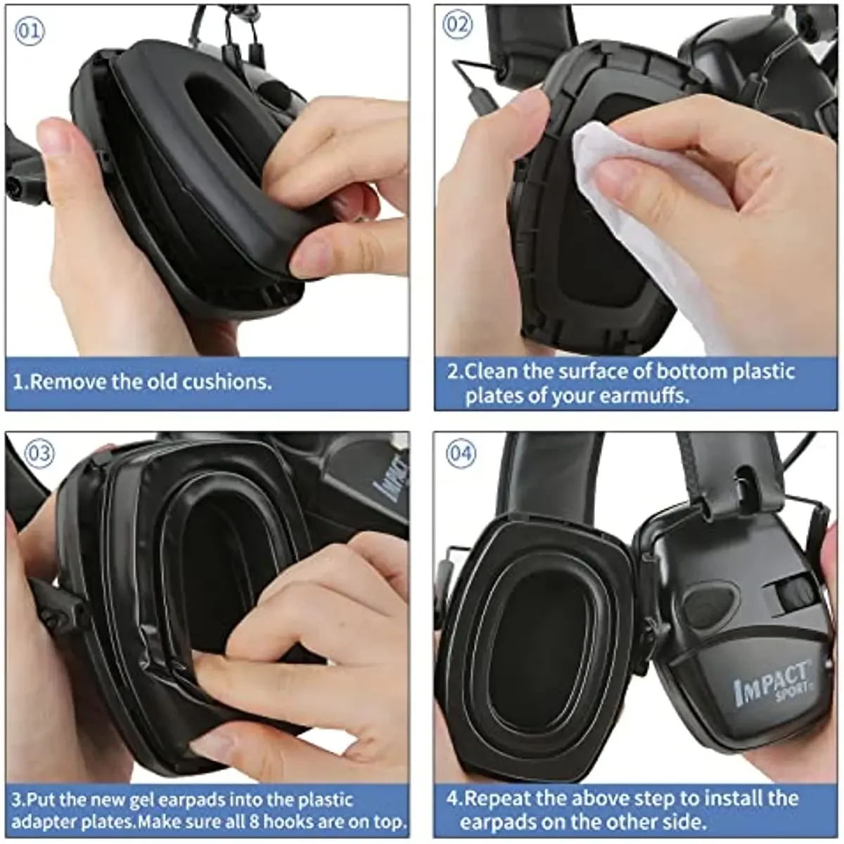 Sightlines Gel Ear Pads For Howard Leight Impact Sport Electronic Shooting Earmuff Hunting hearing protection Tactical Headset