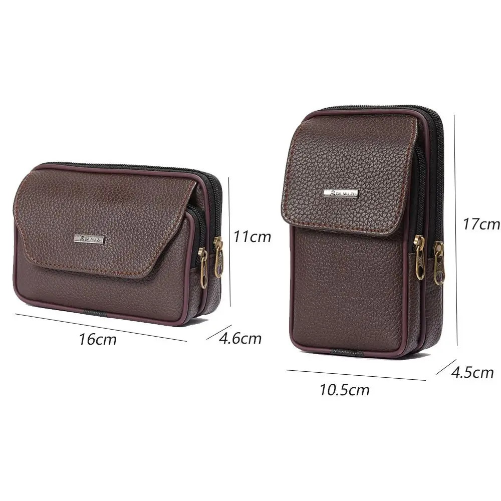 Casual PU Leather Men Waist Bag Travel Sport Phone Pouch Waterproof Comfortable Bum Belt Pack