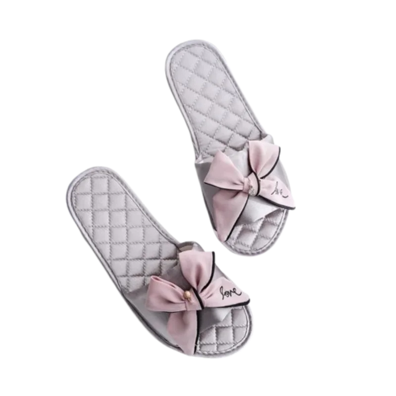 Women Slippers Home Autumn Spring Indoor Sweet Cozy Silk Comfortable Flip Flops Female Bowtie Comfortable Ladies Flat 1