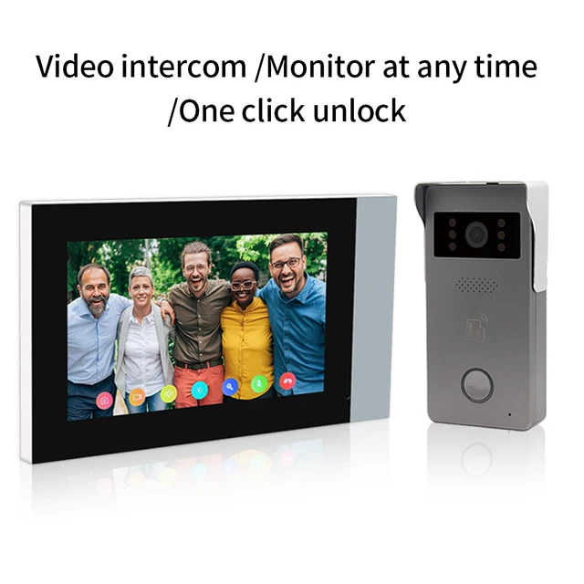 Tuya 720P 2-Wire Analog 7 inch lP Video Intercom Kit Color Touch Screen Wifi Doorbell for RFID Access Control System 5