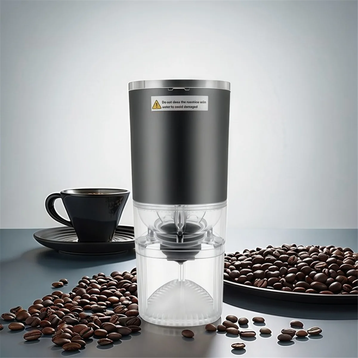 HLZS-Bohnenmühle, tragbare Handkaffeemühle, USB wiederaufladbar, elektrisch, kompakt, für Zuhause, Reisen, Outdoor, leicht zu reinigen, B – Detail 8