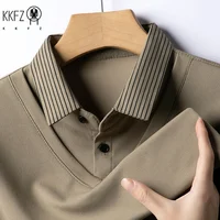 Polo décontracté à manches longues pour hommes, couleur unie, haut polyvalent d'affaires, faux deux pièces, toutes saisons, 2025 2