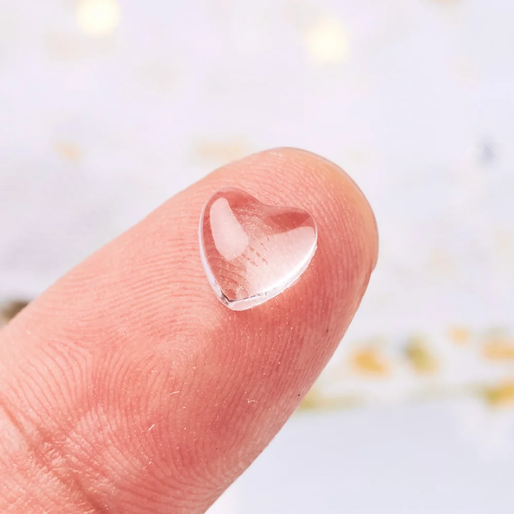 100pcs 3D Transparent Love Heart Charms For Nail Art Decoration Clear Resin Nail Charms Rhinestone Jewelry for Manicure Access