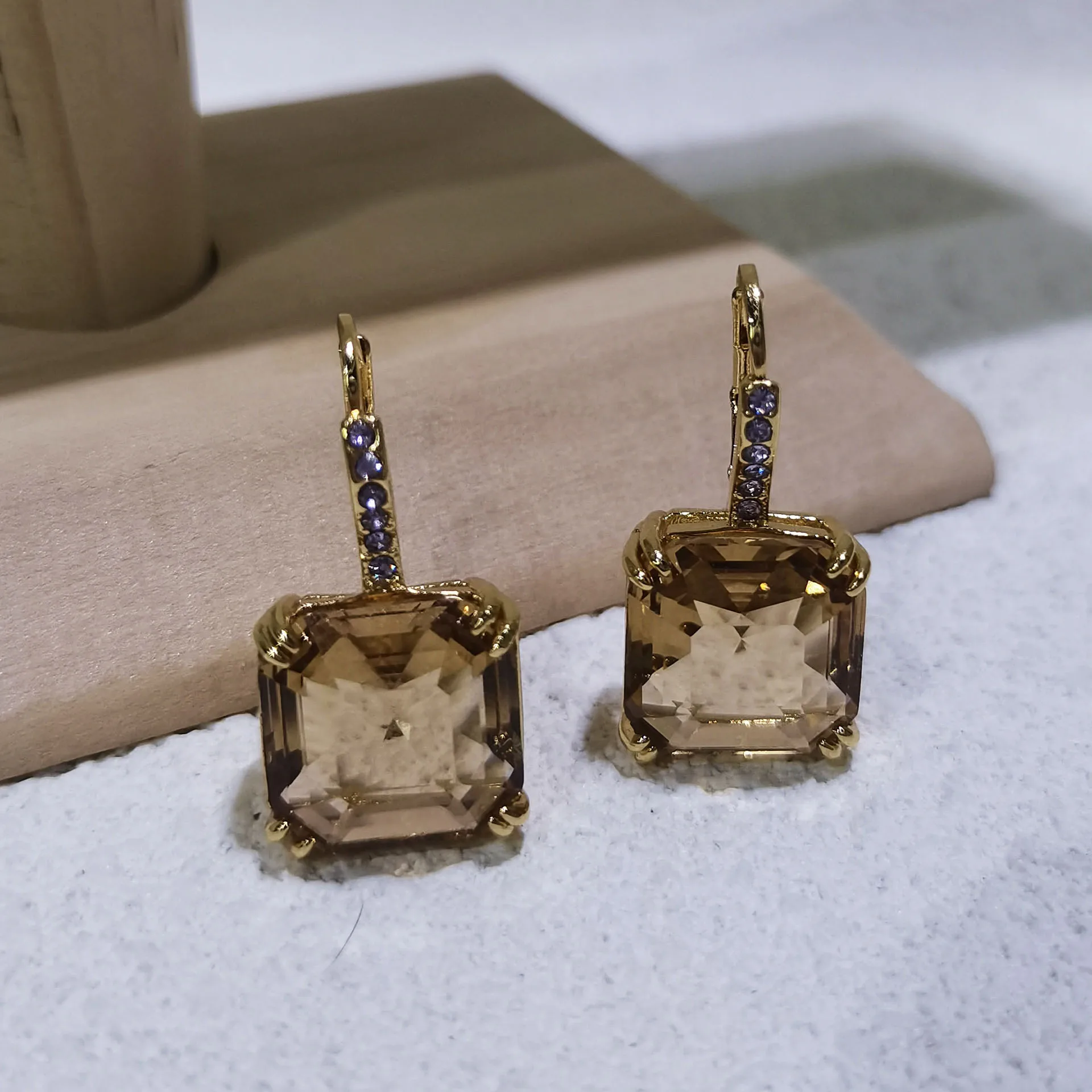 2025 New Fashion Octagonal Cut Crystal Fine Jewelry Set Luxury Brand for Women Earrings Necklaces Bracelet Ring Party Jewelry 6