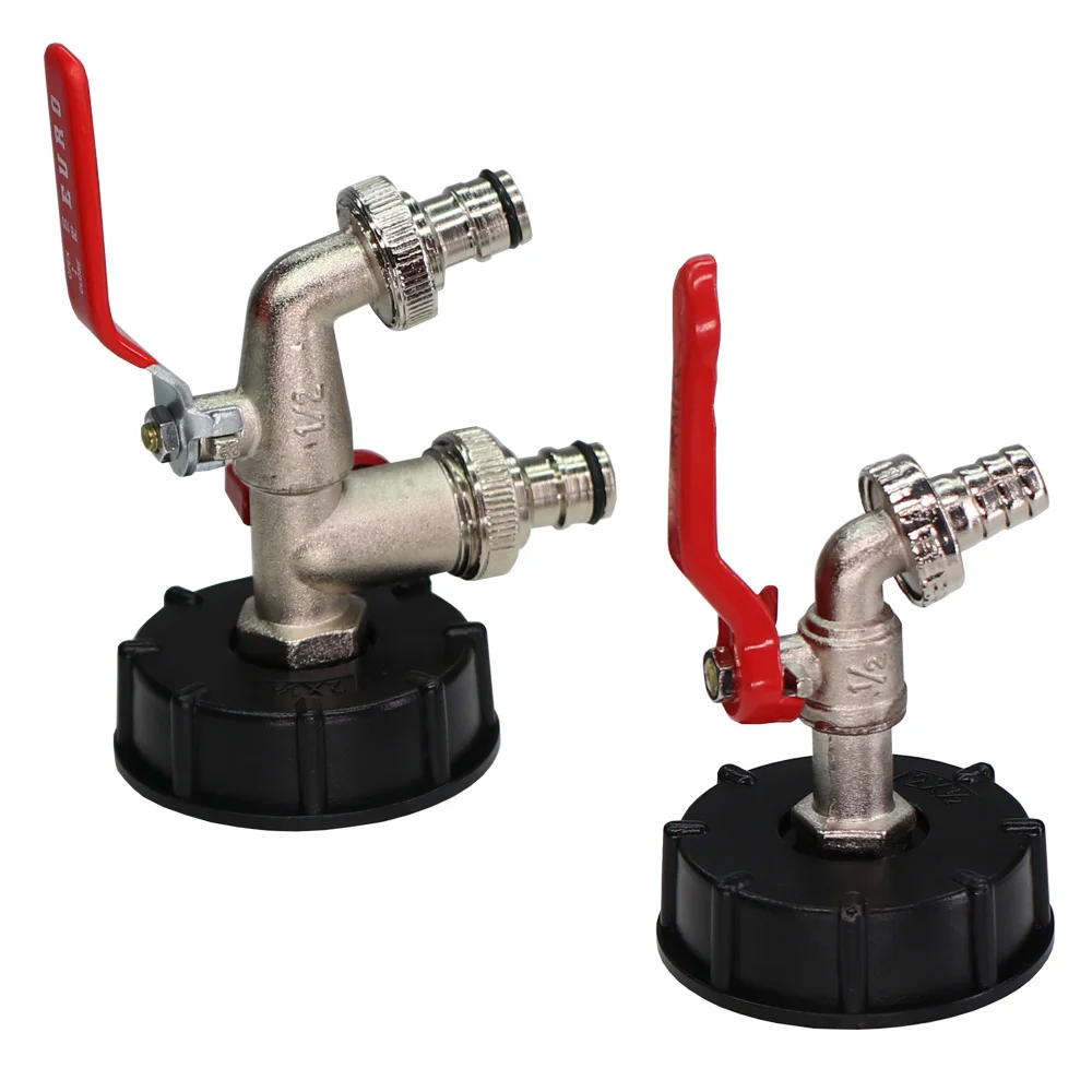 IBC Tote Adapter S60 Coarse Thread x 16mm 1/2\'\' 3/4\'\' Water Tank Shut Off Ball Valve Garden Hose Tap Ton Barrel Faucet Connecter