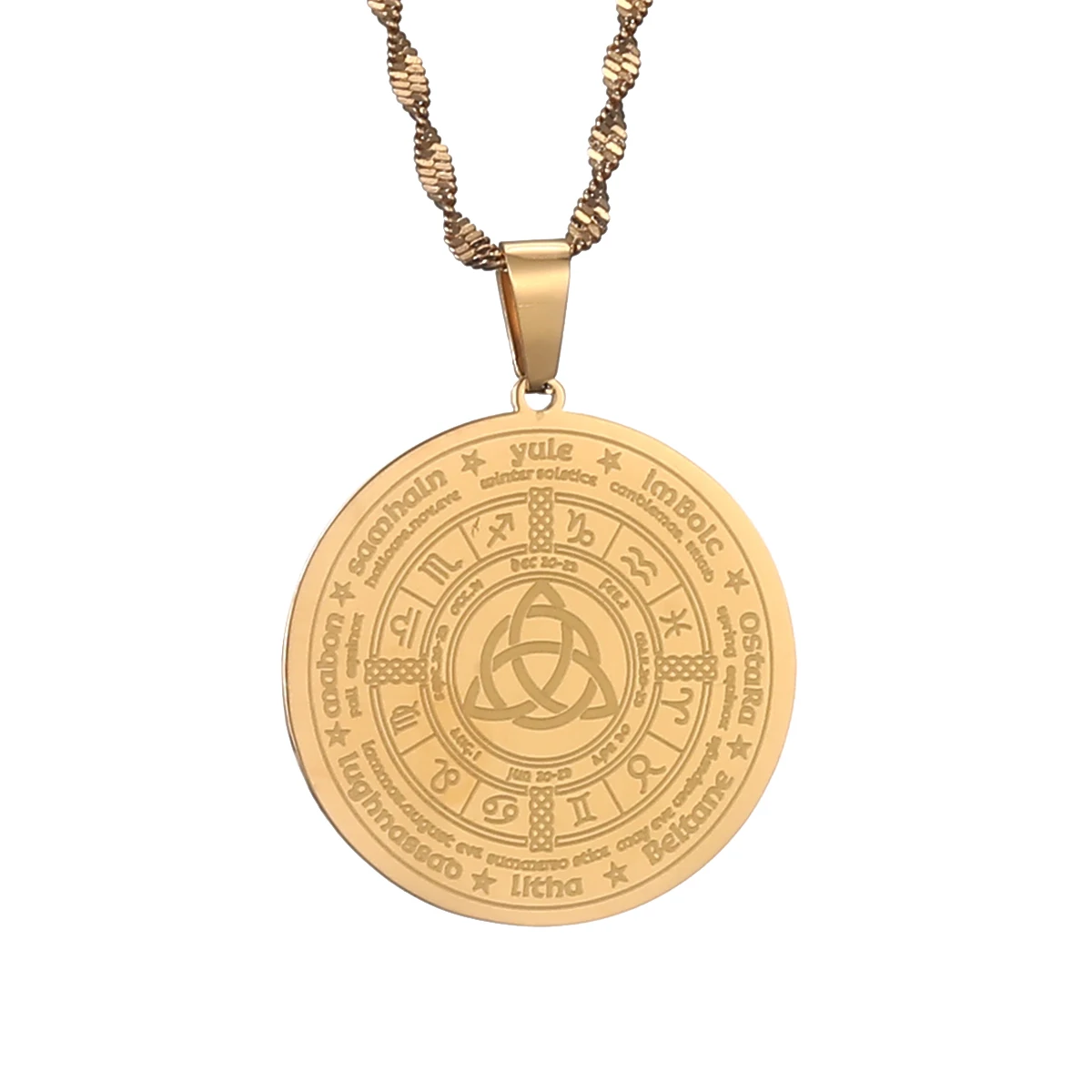 Yongkan Irish Knot Pagan Wheel Necklace – Stainless Steel Triquetra Pendant For Men & Women - View #10