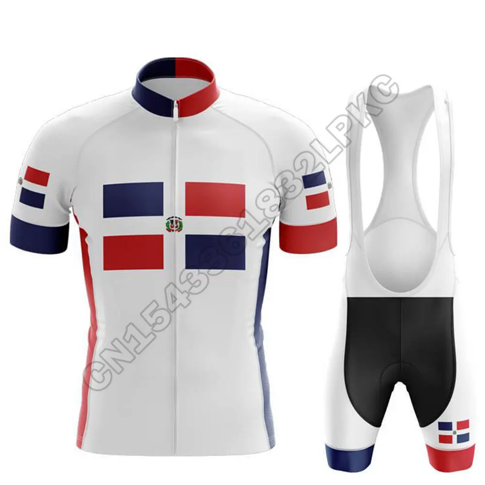 Dominican Republic Men's Summer Short Sleeves Cycling Jersey Set MTB Bike Uniform Triathlon Breathable Ropa Ciclismo Verano