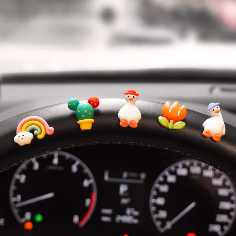 Creative rabbit car ornaments lovely cartoon figurines car accessories car center console display screen decorative stickers