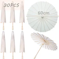 10-30PCS Paper Parasol Chinese Paper Umbrellas DIY White Umbrella Photography Props Summer Whites Party Wedding Bridal 60/80cm 1
