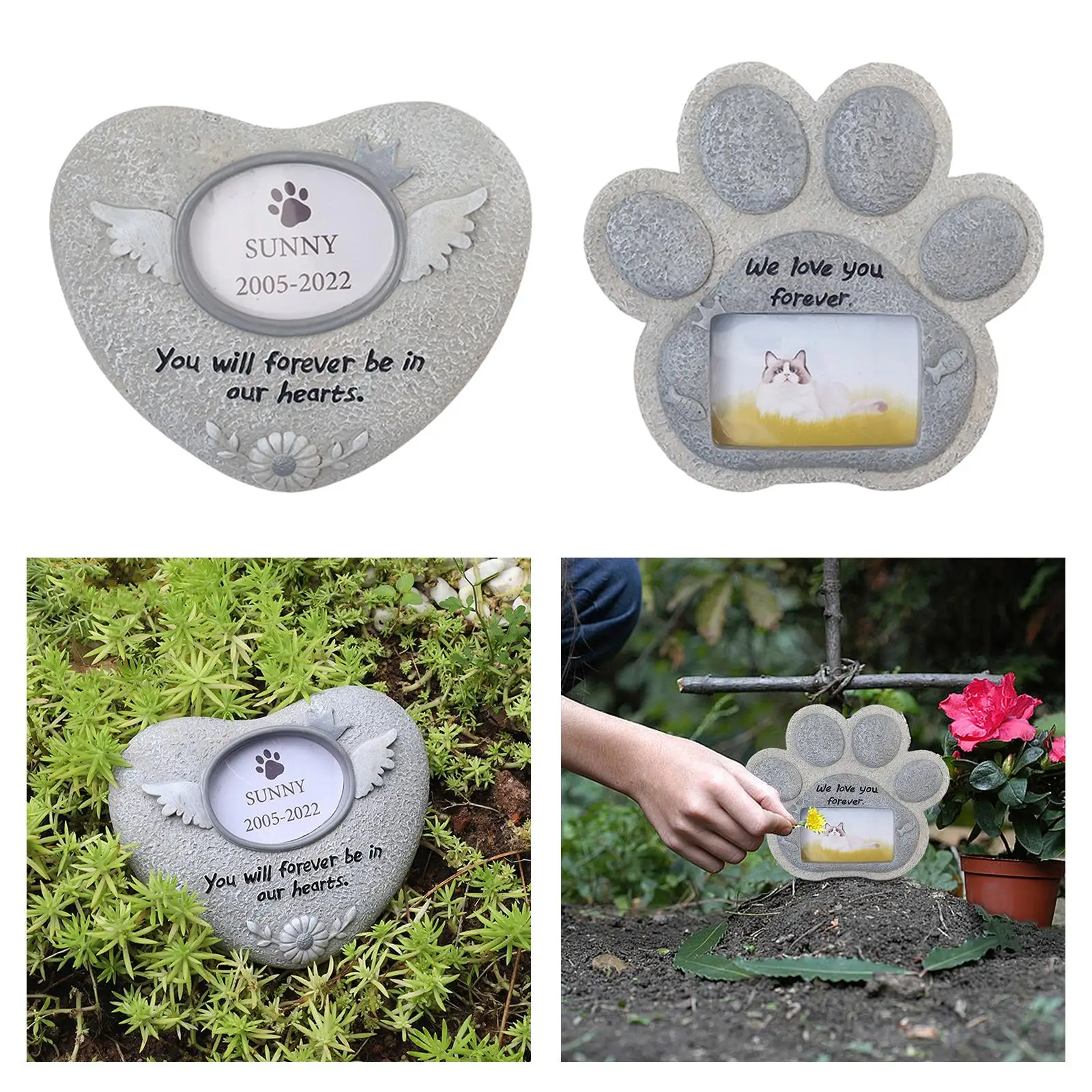 Dog Memorial Stones for Dog or Cat Loss Gift Small Grave Stone Memory Plaques Outdoor Lawn Patio Yard Decoration