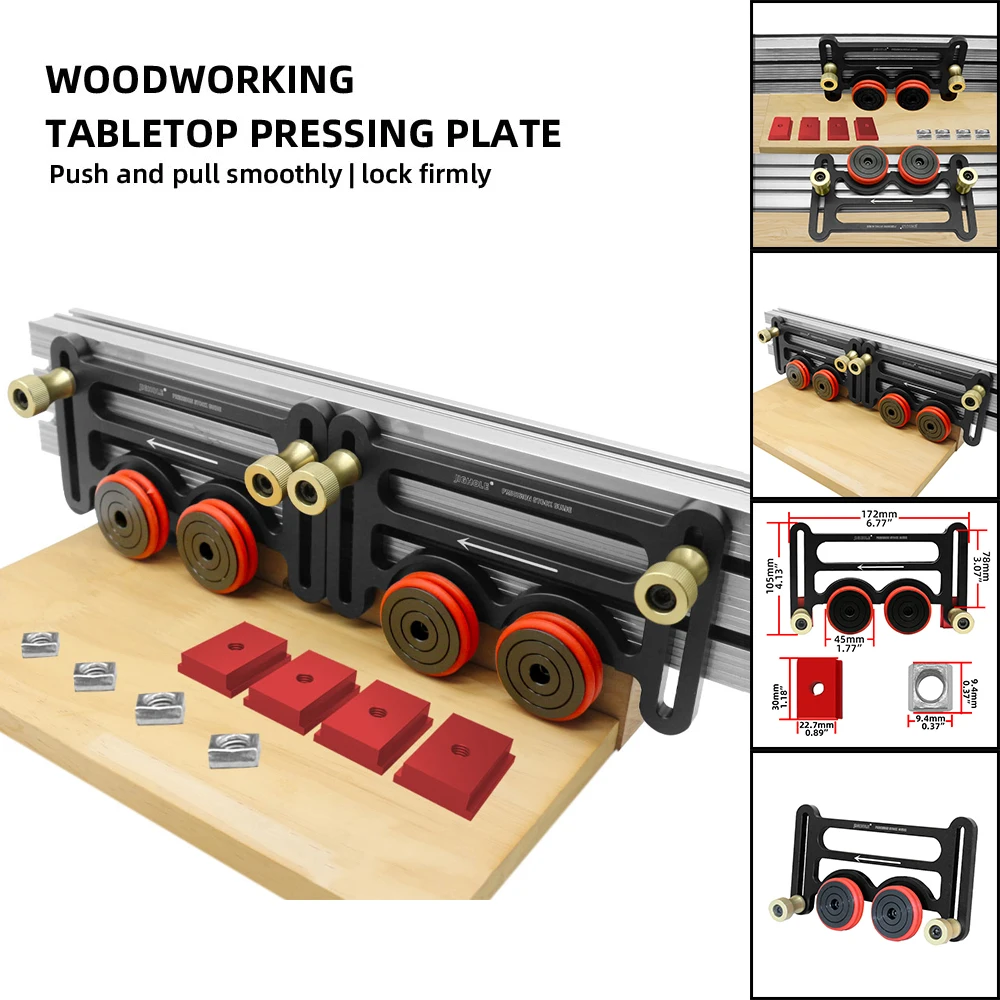 Woodworking Table Saw Guide Tool Clear Cut Press Stock Push Assembly Aluminum Alloy One-way Safety Feeder Guider Tool T-Tracks