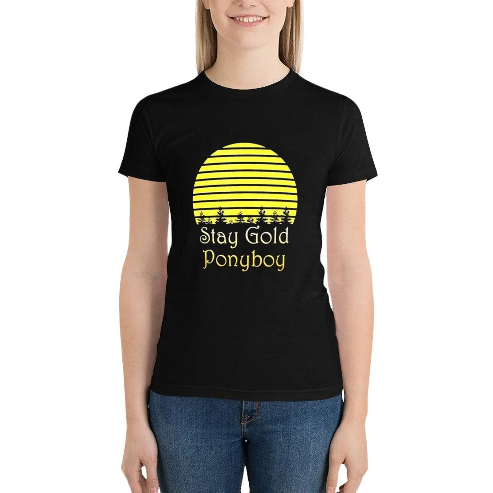 

Винтажная Футболка Stay Gold Ponyboy, женские топы, кавайная одежда, летняя одежда, тренировочные рубашки для женщин