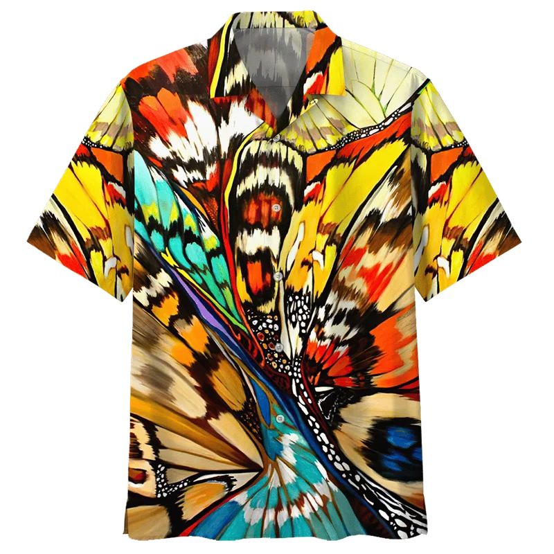 Camisa hawaiana con mariposas coloridas para hombre, gran oferta, camisas de animales con estampado 3D para playa de verano, blusa con solapa y mangas cortas para mujer