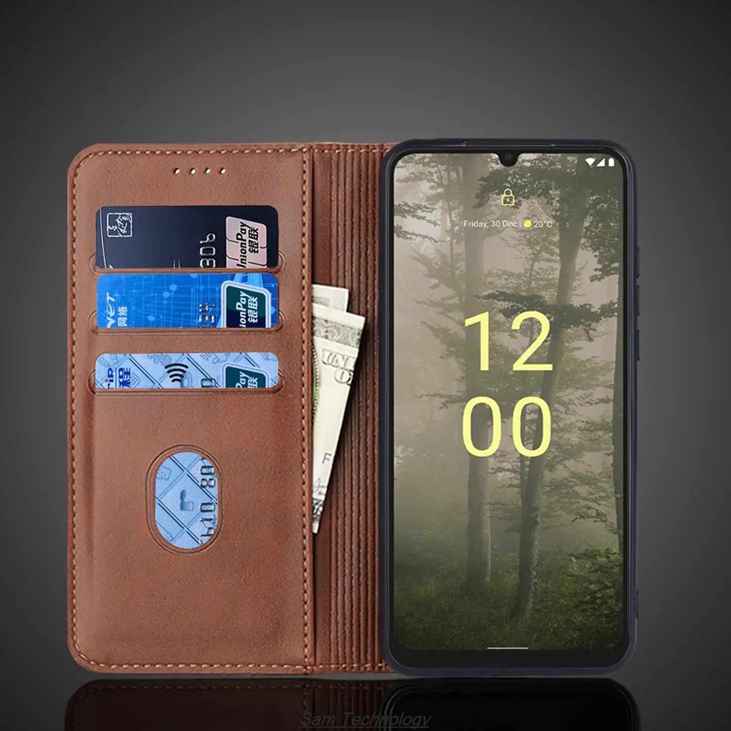 마그네틱 어트랙션 가죽 케이스, 노키아 C31/노키아 C 31 카드홀더 홀스터 플립 커버 케이스, 지갑 휴대폰 가방