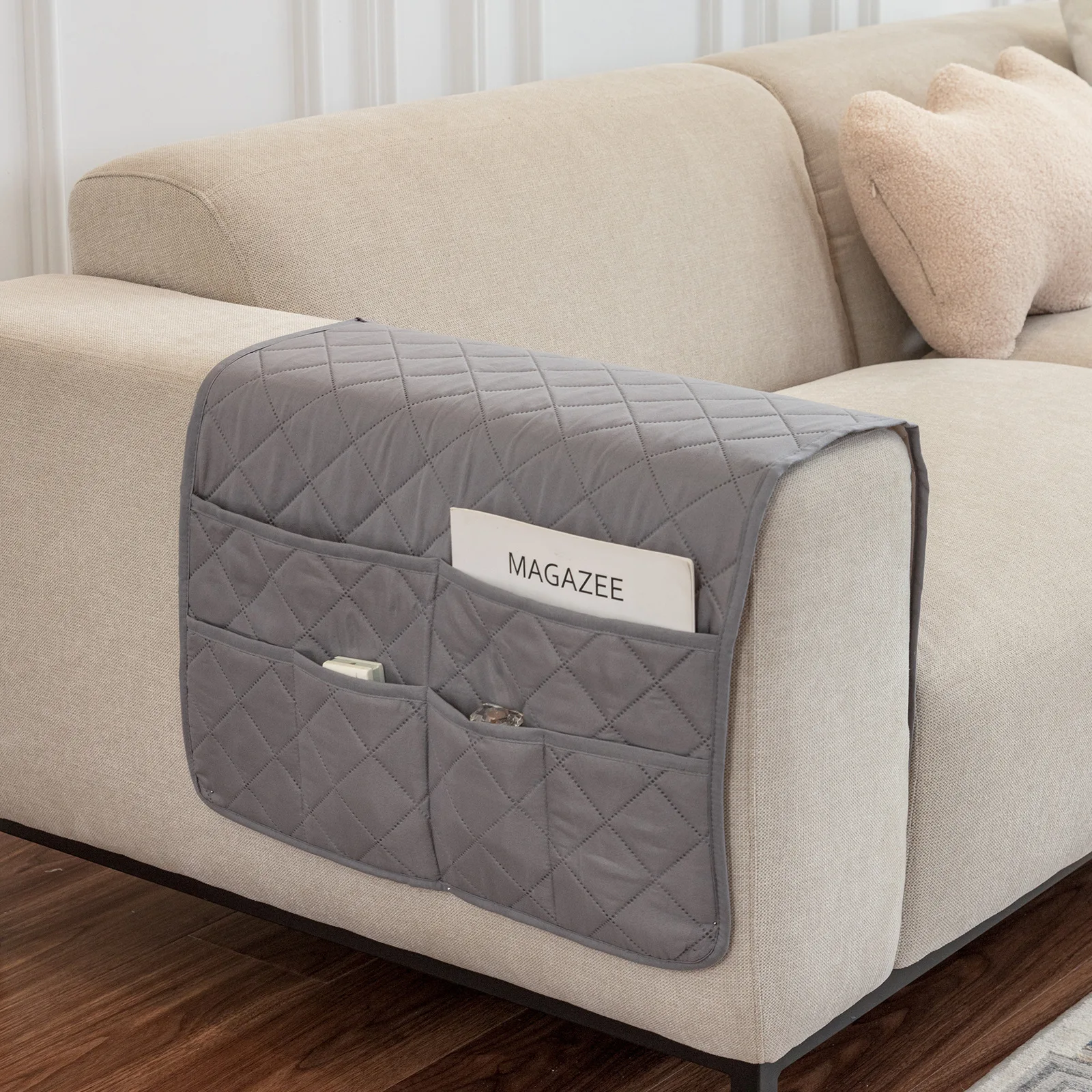 Sofa Armrest Organizer Non Slip Storage Organizer for Recliner Couch with 6 Pockets for Cell Phone TV Remote Control