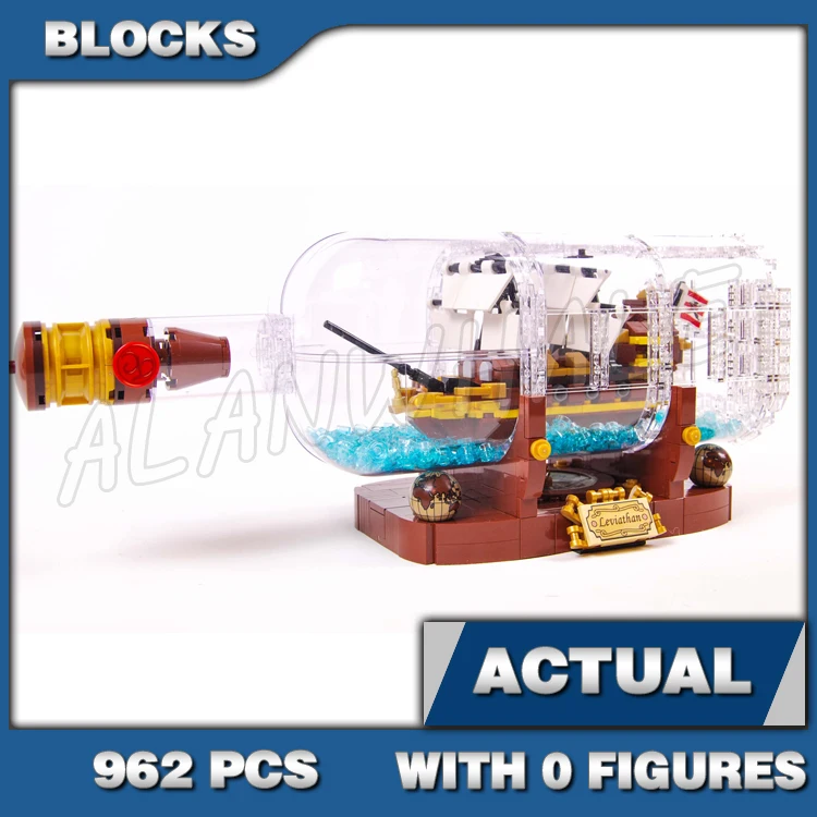 

962pcs Ideas Micro Scale Sailing Ship in a Bottle Craftsman Leviathan Compass 16051 Building Blocks Kit Compatible With Model