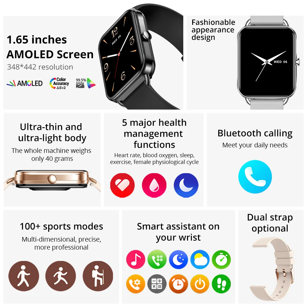 COLMI P20 м  Ʈġ, AMOLED ÷,  ȭ,  ƮϽ ƮĿ, ɹڼ Ʈ ġ, 1.65 ġ