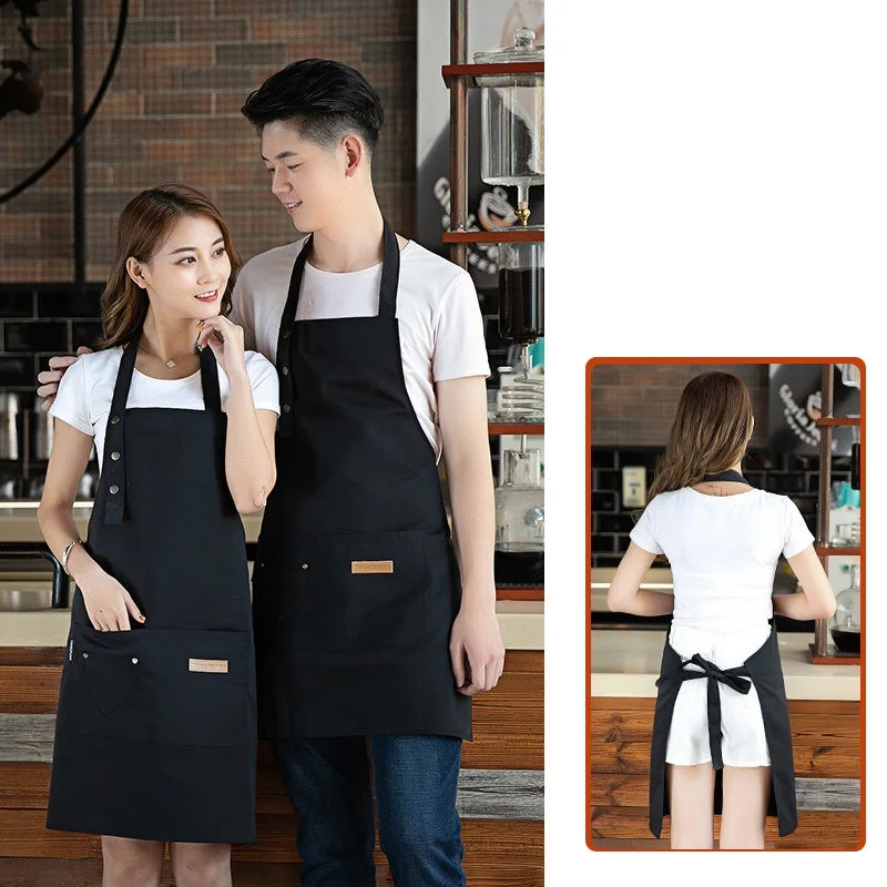 C853 Hotel Waiter Work Clothes Front Desk Cashier Coffee Shop Hotpot Hotel Waiter Apron Painting Caps
