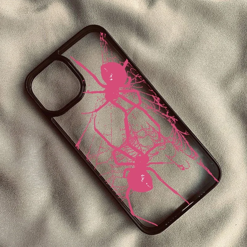 Spider Couple Shockproof Clear Hard Phone Case Cover