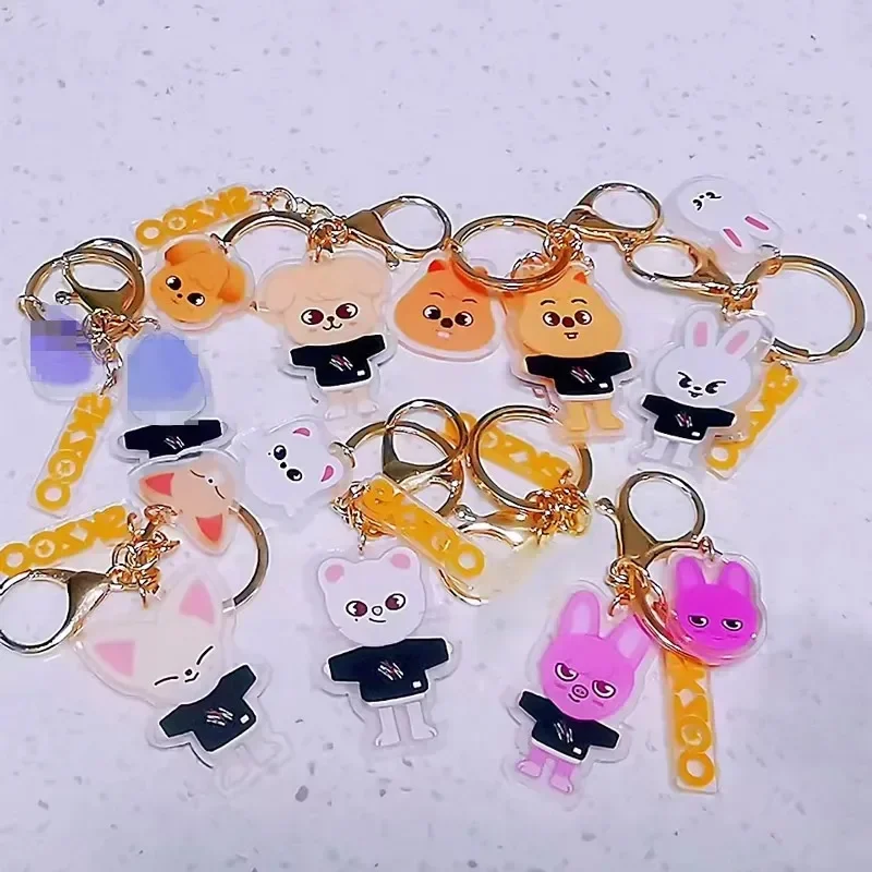 

8pcs Set Sk Keychain Toys Cartoon Animal Doll Key Chain Pendant Kids Adults Stray Fans Gift