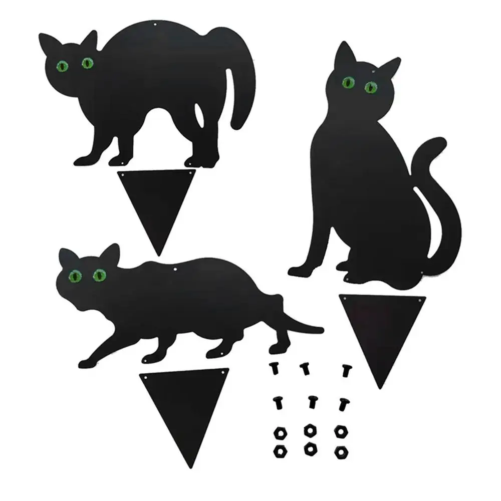 Kit Decoração para Halloween 6 Estacas de Gato Preto com Olhos Brilhantes  no Escuro - Dular