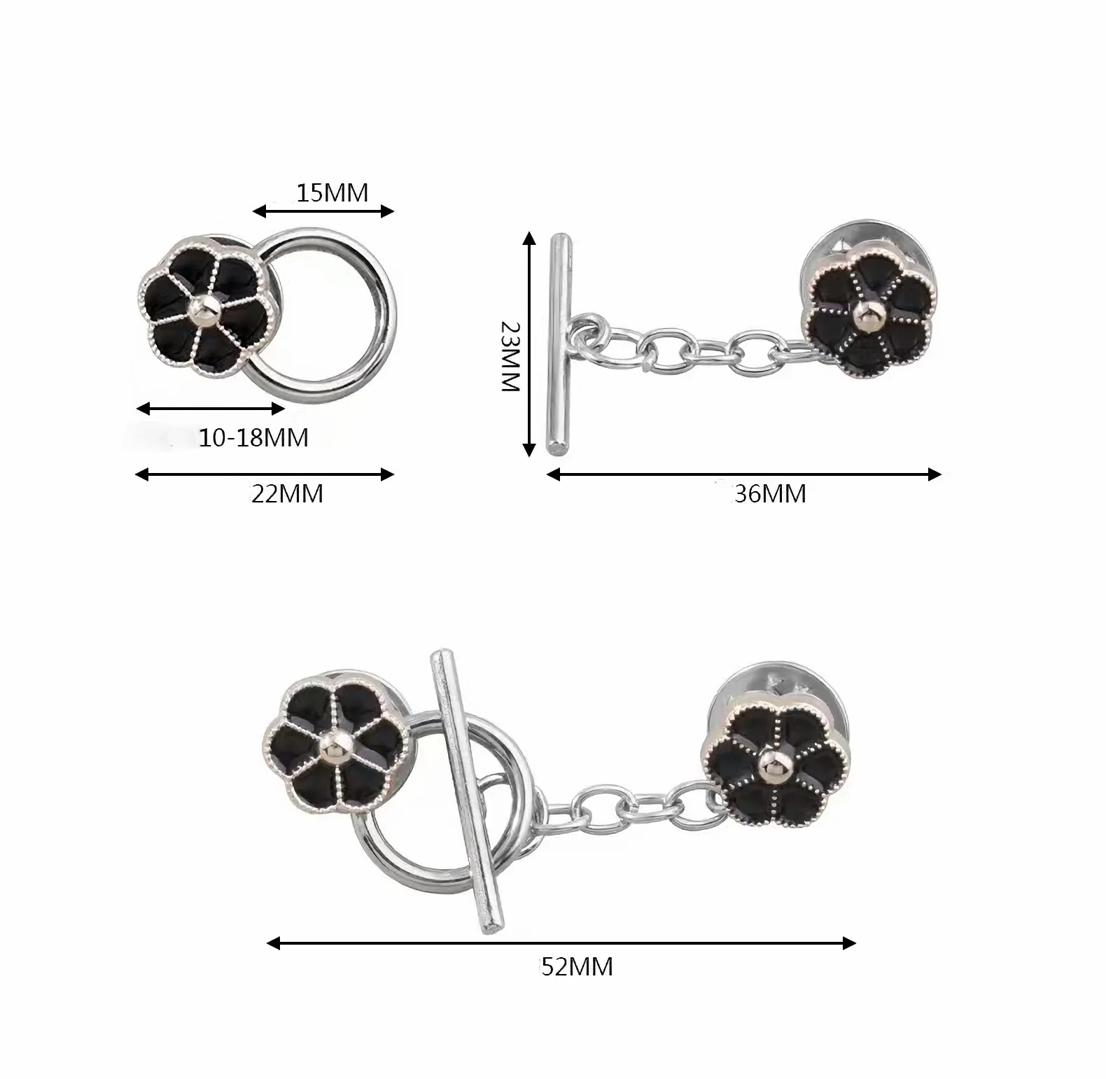 Description Picture 4 of item5sets Metal OT Button Up Clothes With No Sewing, Mother Button Up, Coat, Sweater, Cardigan, Women's Decorative Brooch Button