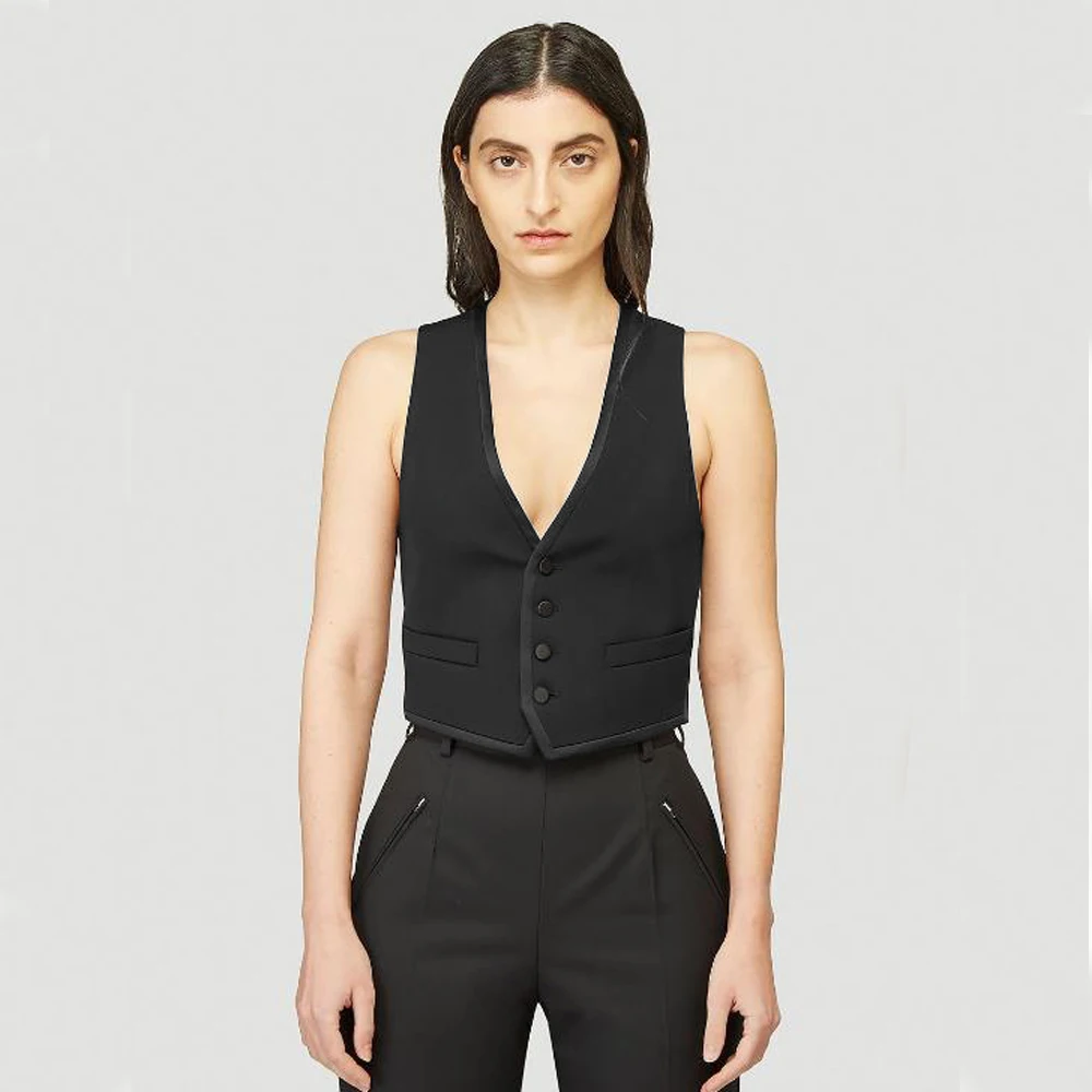 

Single-breasted Short Coats V-neck Traf Bound Sleeveless Vest Jackets Best Women Vest Vests for Women Waistcoat Women's Clothing