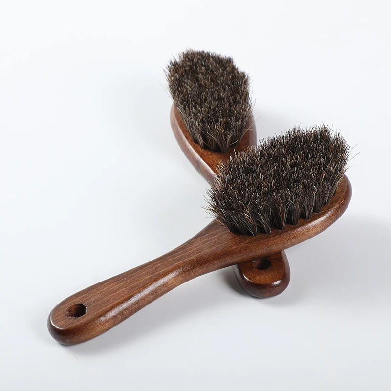Horse Hair Brush Beech Wood Handle Home Shoe Clothes Desk Keyboard Cleaning Brush