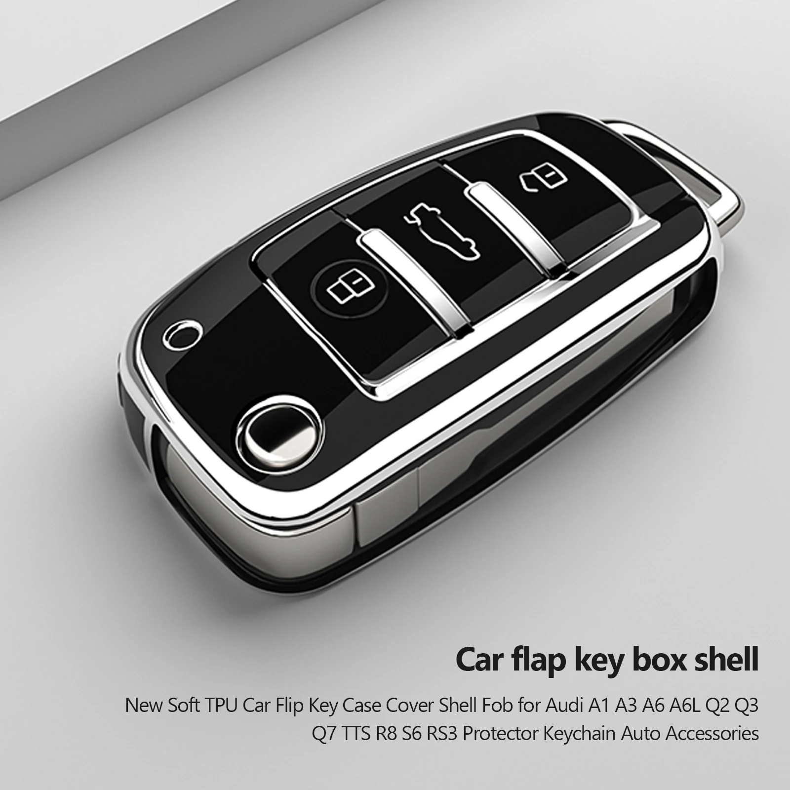 

New Soft TPU Car Flip Key Case Cover Shell Fob For Audi A1 A3 A6 A6L Q2 Q3 Q7 TTS R8 S6 RS3 Protector Keychain Auto Accessories
