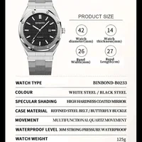 BINBONG-Montre-bracelet à quartz en acier inoxydable pour homme, grand cadran, argent, calendrier, classique, marque supérieure, horloge masculine, mode décontractée, B0ram 4