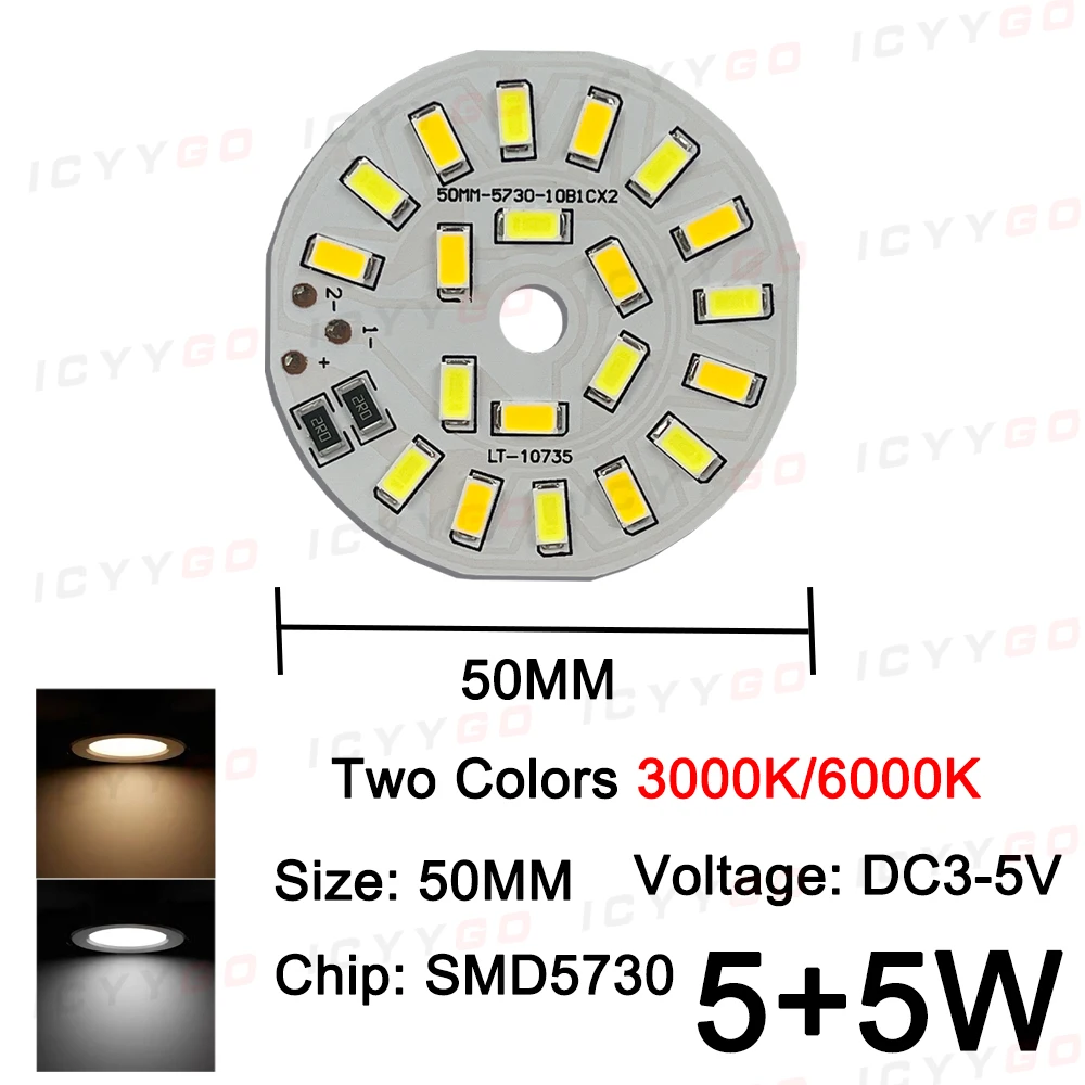 LED Lichtkralen Lamp Lichtbron SMD 5730 Board Chip Rond 5w 10W 30W Oppervlak Nacht DC 5V Dimbaar DIY Wit Warm Repara