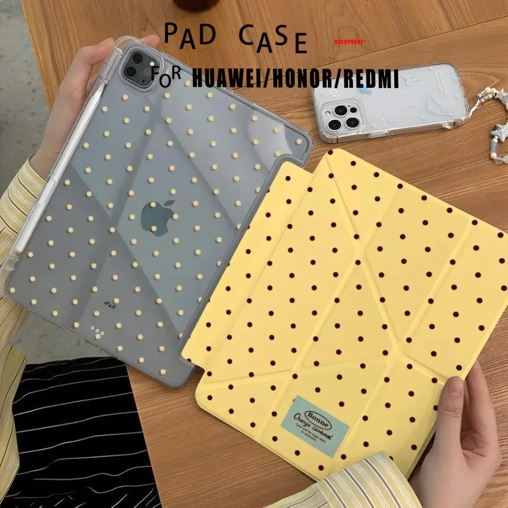 Black and Yellow Polka Dots Foldable Tablet Case