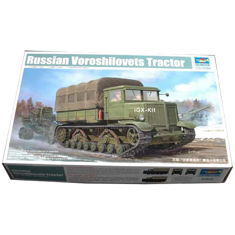 

Trumpeter 01573 1/35 Russian Voroshilovets Heavy Artillery Tractor Military Child Toy Gift Plastic Assembly Building Model Kit
