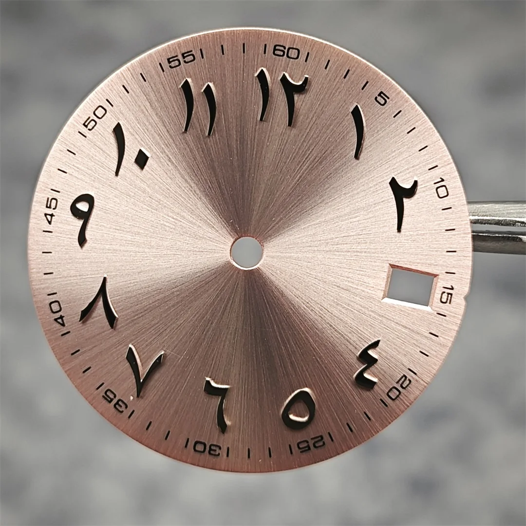 Watch Dial Accessories 28.5mm Watch Dial Sun Patterned Surface Arabic Alphabet with Date Watch Faces Replace Accessories for NH35 / NH36 Movement