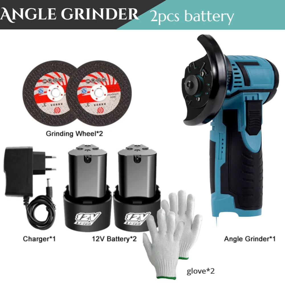 cordless electric ratchet wrench 12V Brushless Angle Grinder 2PCS Lithium Battery 500W 19500Rpm Cordless Mini Polishing Machine Diamond Cutting Grinder electric paint gun Power Tools