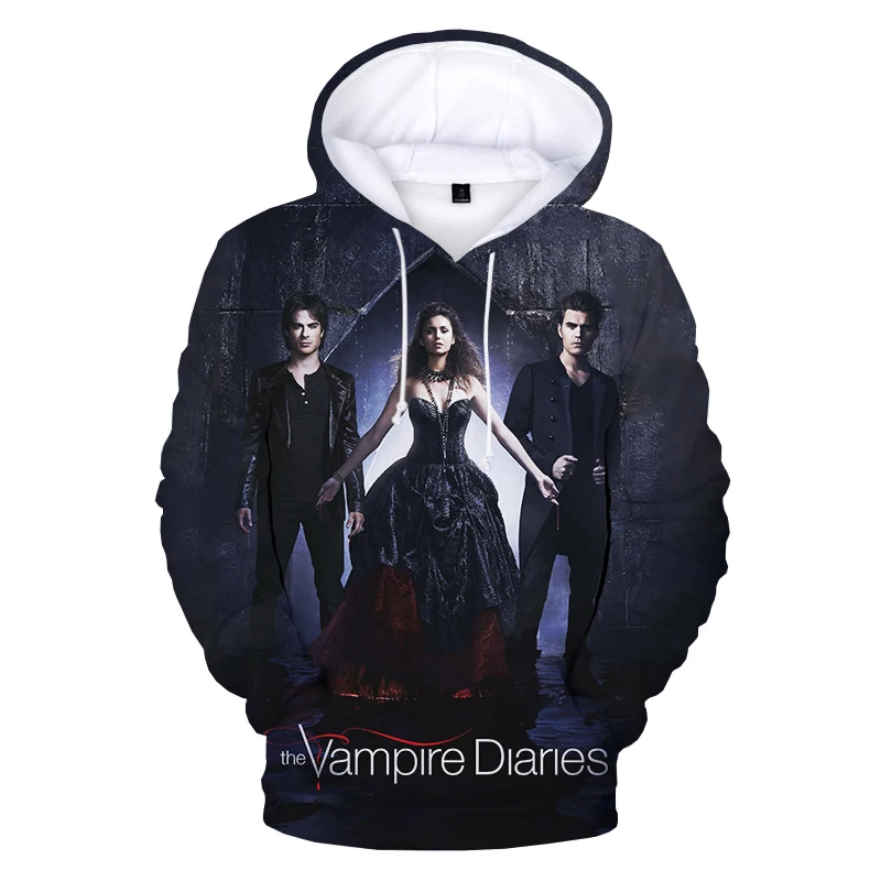 

The Vampire Diaries Hoodies 3D para homens e mulheres, Harajuku Streetwear, pulôver casual, moletons da moda, série de TV