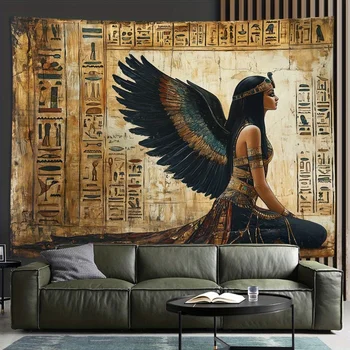 Angelo egiziano sfondo panno stile vintage soggiorno camera da letto ufficio decorazione festa arazzo 150x230 cm 1
