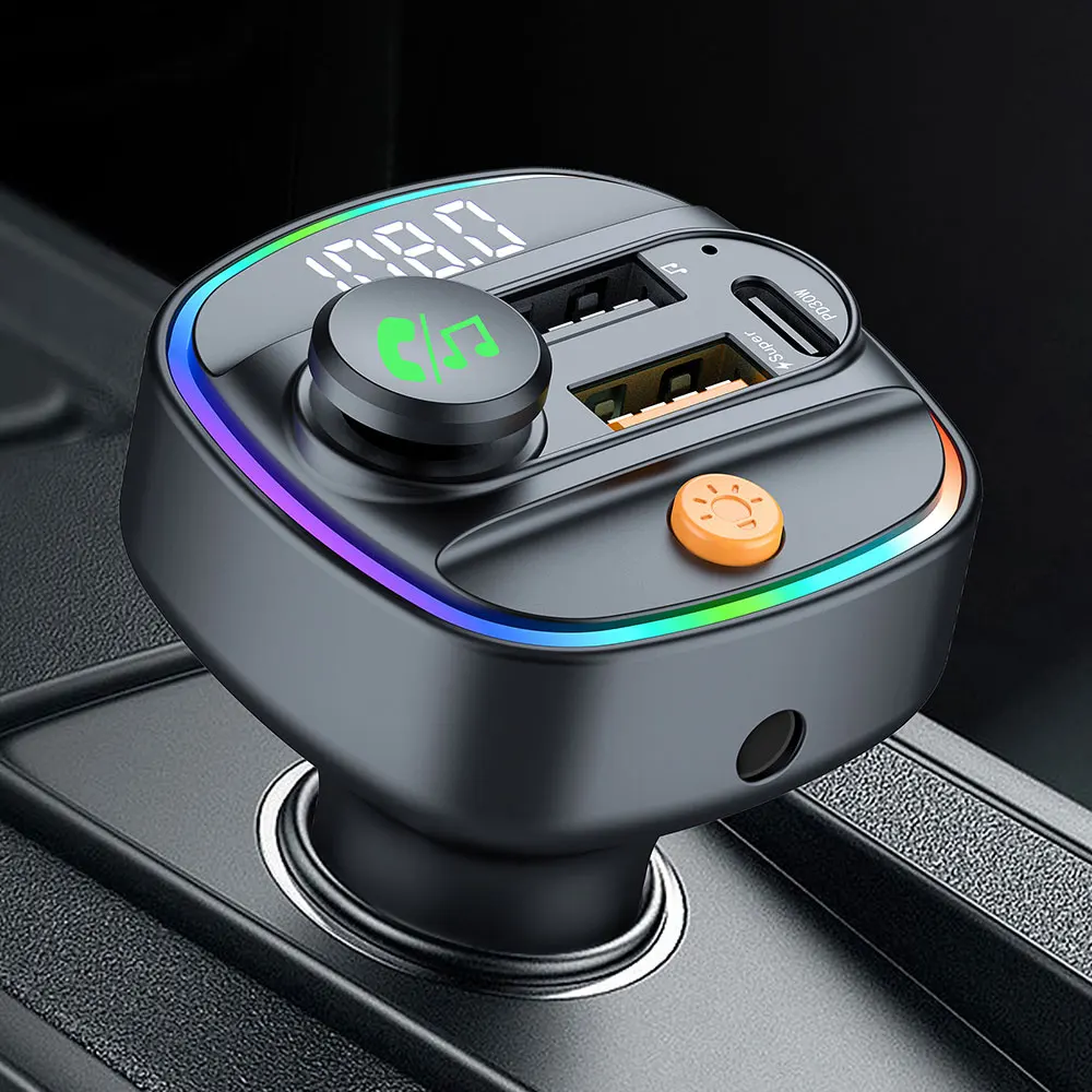 Bluetooth 5.3 transmetteur FM mains libres voiture auxiliaire Radio modulateur lecteur MP3 avec 22.5w et adaptateur de charge rapide pd30w accessoires de voiture 1