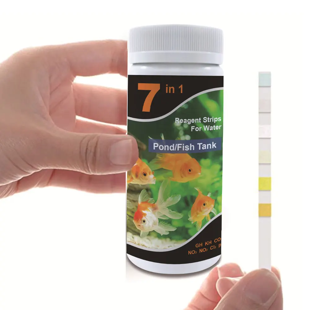 50/100PCS 7 in 1 Aquarium Test Strips Fish Tank Test Set Freshwater Saltwater Aquarium Water to Detect PH Quality