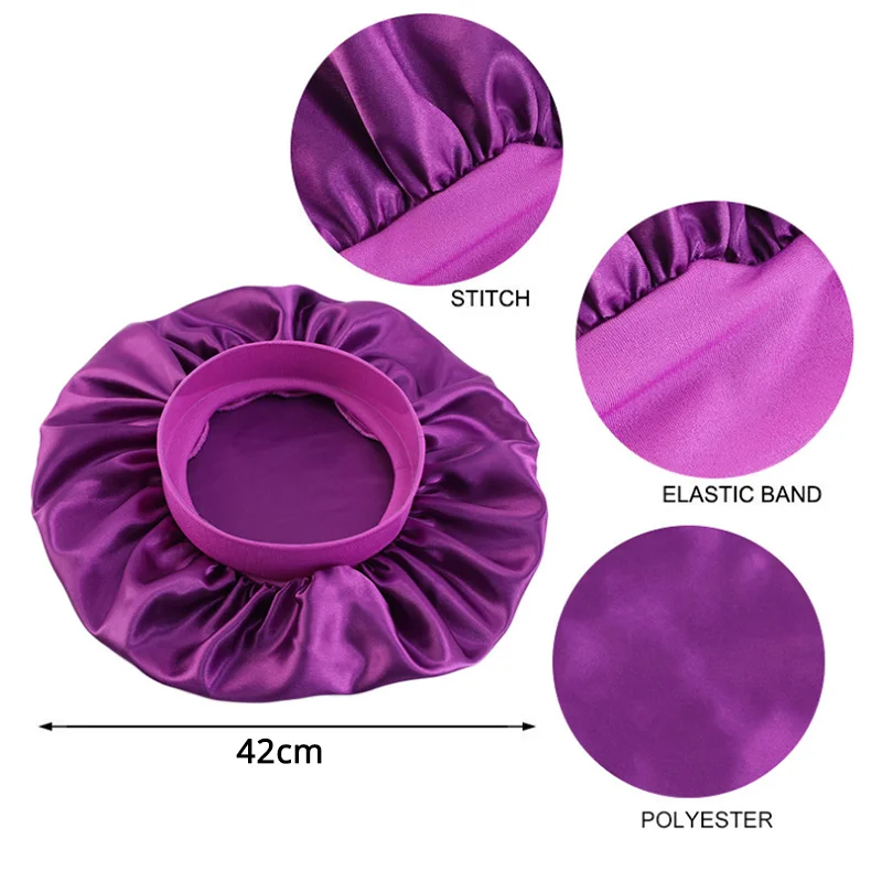 1Pcs Satin Sleep Bonnet For Braids Women Night Cap For Dreadlock Curly Hair Wide Edge