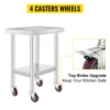 VEVOR Stainless Steel 700lbs Kitchen Worktable with 4Caster Wheels Shelves Commercial Work Bench Table for  Restaurant Storage 5
