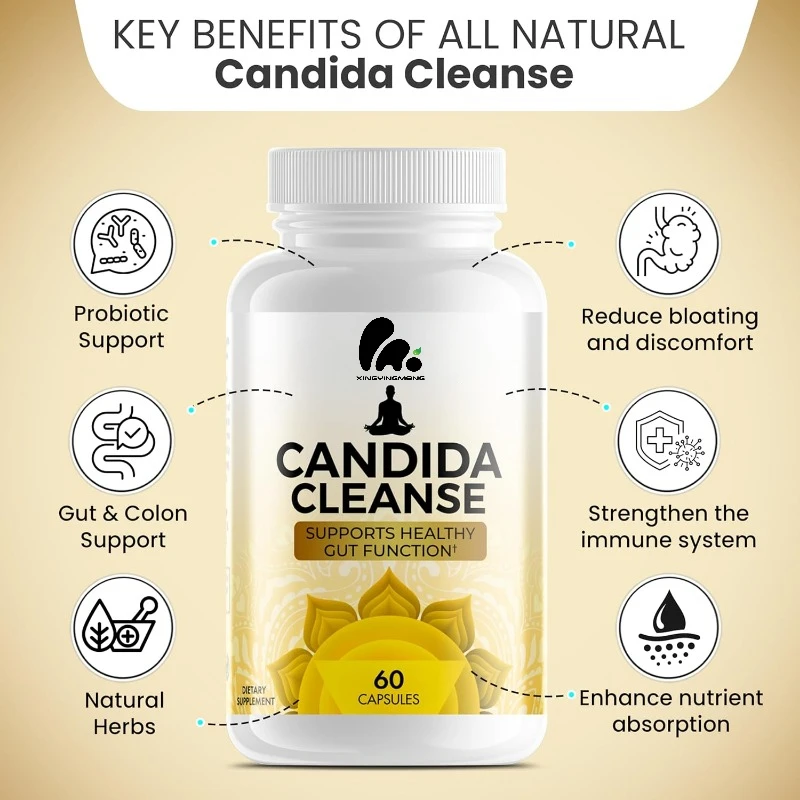 Candida Cleanse Capsules (60 capsules) Intestinal Colonic Support Contains Oriole Leaves Wormwood Black walnut bitter acid