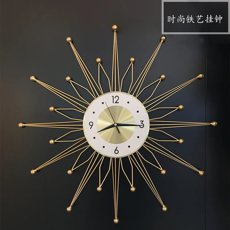 

Creative Wrought Wall Clock Fashion Simple Bedroom Living Room Household Hot Sale Clock Living Room Light Luxury Hanging Watch