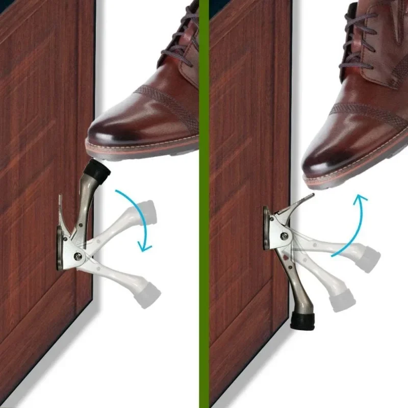 2pcs Adjustable Door Stopper Heavy Duty Mute Zinc Alloy Door Stops with Non-Slip Rubber Tip Hidden Wall Protector Hardware