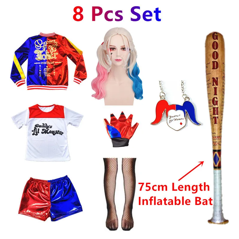 thumbnail image 1 of Disfraz de Harleen Quinzel del Escuadrón Suicida, conjunto de ropa de aves rapaces para el Día del Niño, ropa de fiesta de fantasía para niños y adultos, Joker, 1 of 5