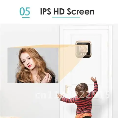 컬러 LCD 스크린 디지털 초인종, 90 도 문짝 눈 전자 구멍 카메라 뷰어, 야외 문짝 벨, 2.8 인치
