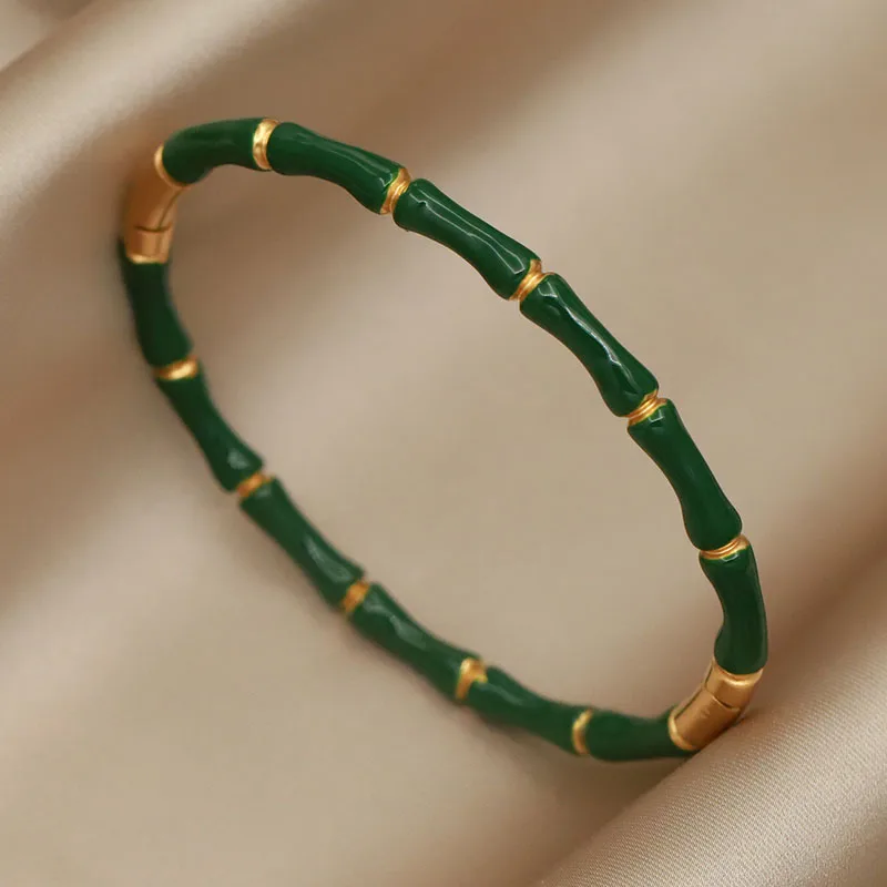 Stainless Steel Bracelet Stainless Steel Metal Multicolor Bamboo Bangles & bracelets For Women Fashion Jewelry Simple Style Accessories