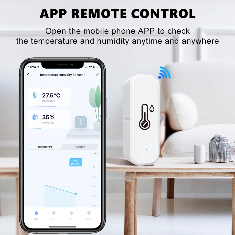Temperature Humidity Sensor Temperature Humidity Meter Tuya ZigBee Wifi Temperature and Humidity Sensor Smart Life Remote Monitor Smart Home Indoor Hygrometer Work with Alexa Google