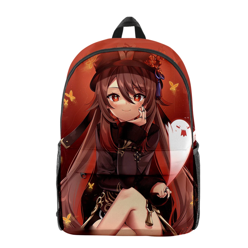 Classic Genshin Impact Hu Tao pupil Bookbag Notebook Backpacks 3D Print Oxford Waterproof Boys/Girls Casual Travel Backpacks